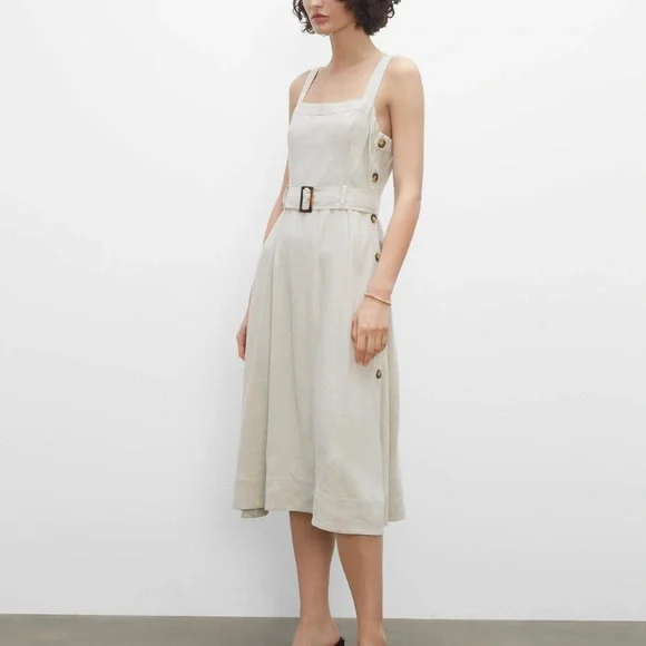 CLUB MÓNACO SIDE BUTTON LINEN DRESS 2 GUC - Picture 4 of 10